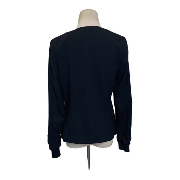 Adrianna Papell long sleeves ruched wrists one button black blazer size 6 - Picture 2 of 9